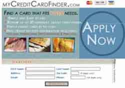 Первый шаг регистрации на myCreditCardFinder